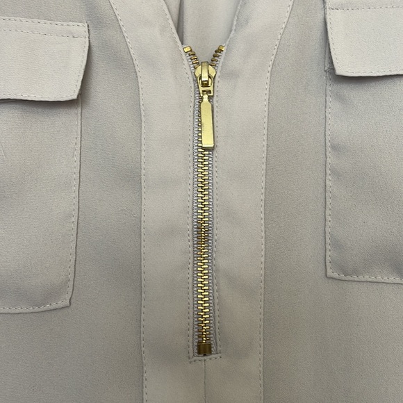 Women’s Express Small silver Gray Portofino Blouse Zipper front - Picture 3 of 6
